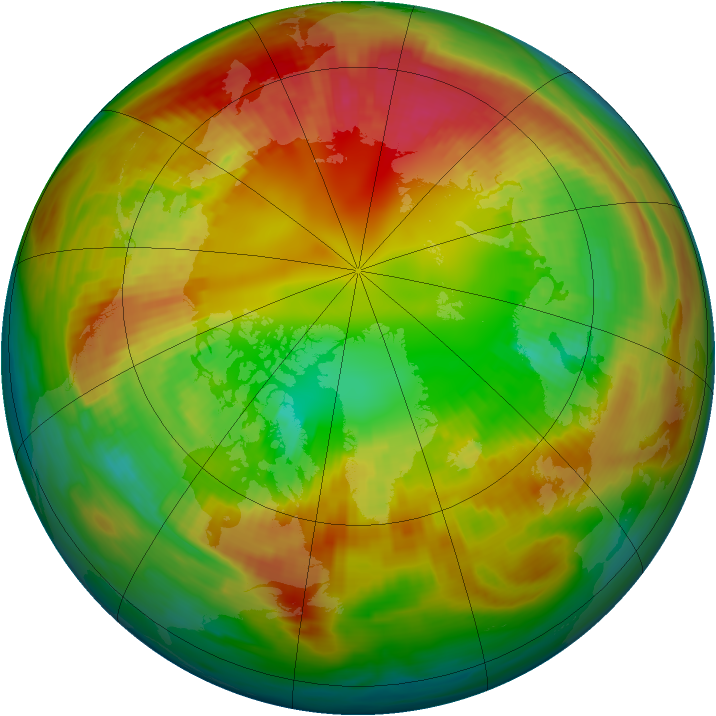 Arctic ozone map for 16 February 1986
